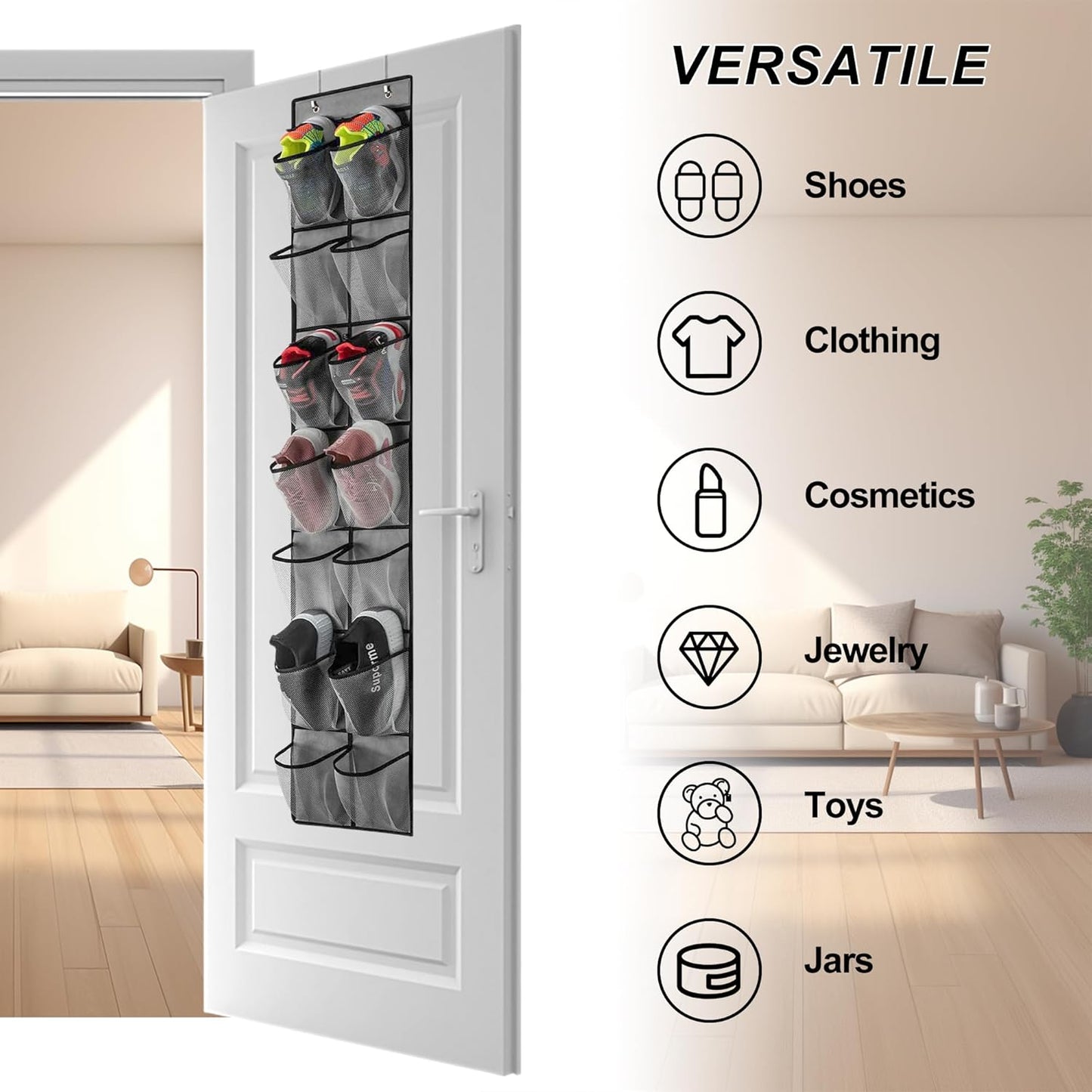 12-40 Pocket Hanging Shoe Organizer for Closet – Over the Door Shoe Rack Storage, Shoe Hanger & Shoe Holder for Closet Organization