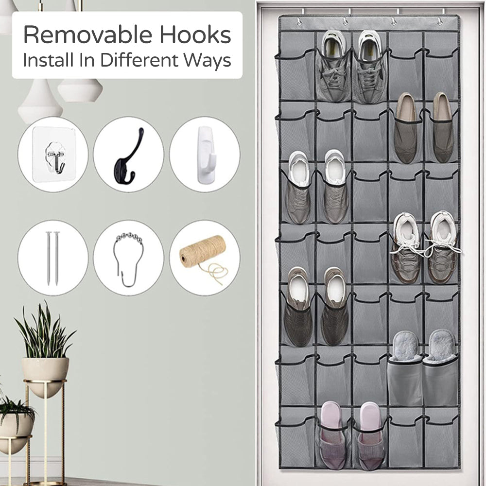 12-40 Pocket Hanging Shoe Organizer for Closet – Over the Door Shoe Rack Storage, Shoe Hanger & Shoe Holder for Closet Organization