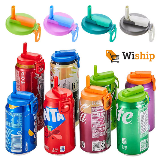 4 Pack Reusable Silicone Soda Can Lid Covers with Straw for Canned Soda Beer Drinks & Beverages