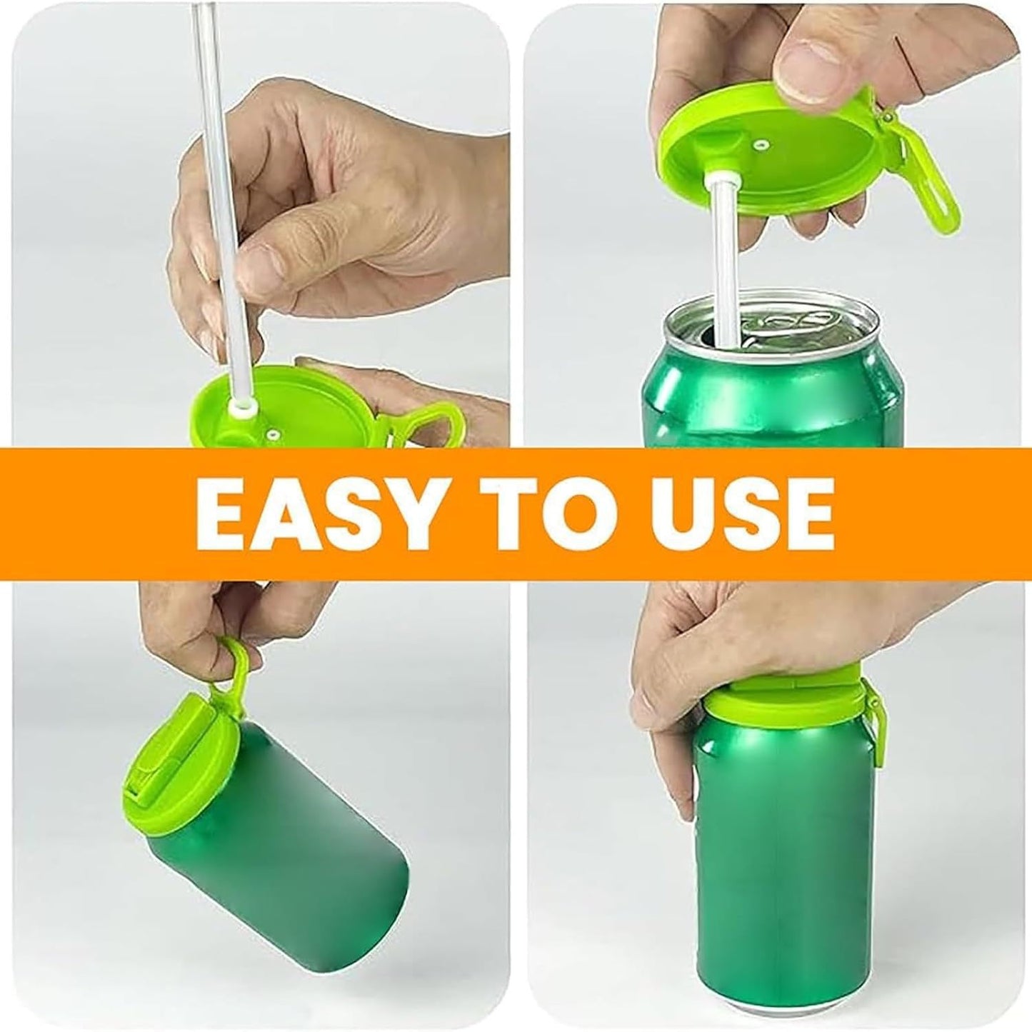 4 Pack Reusable Silicone Soda Can Lid Covers with Straw for Canned Soda Beer Drinks & Beverages