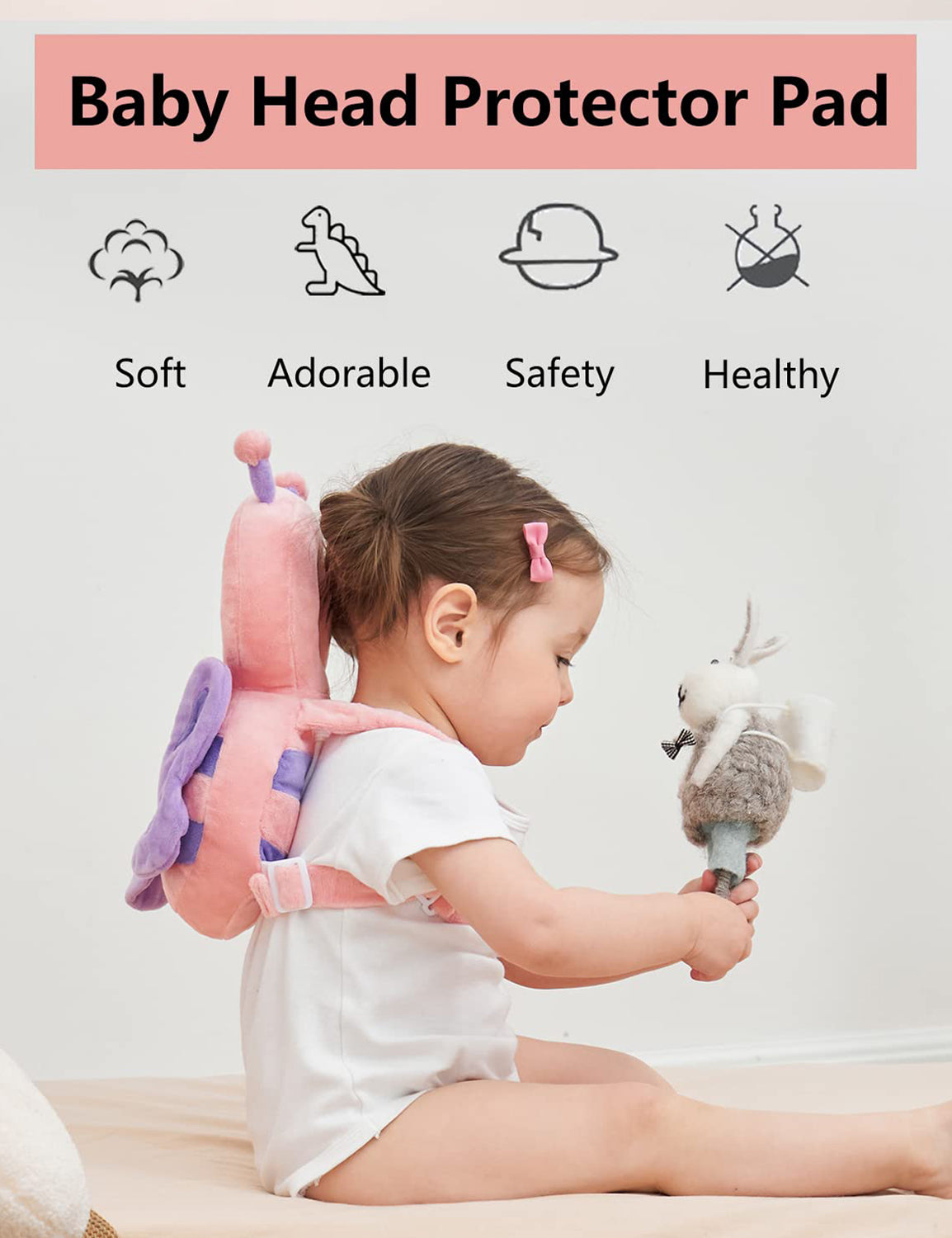 Baby Head Protection Backpack Anti Fall Safety Harness Cushion Pillow for Crawling Walking Newborn Infant Toddler