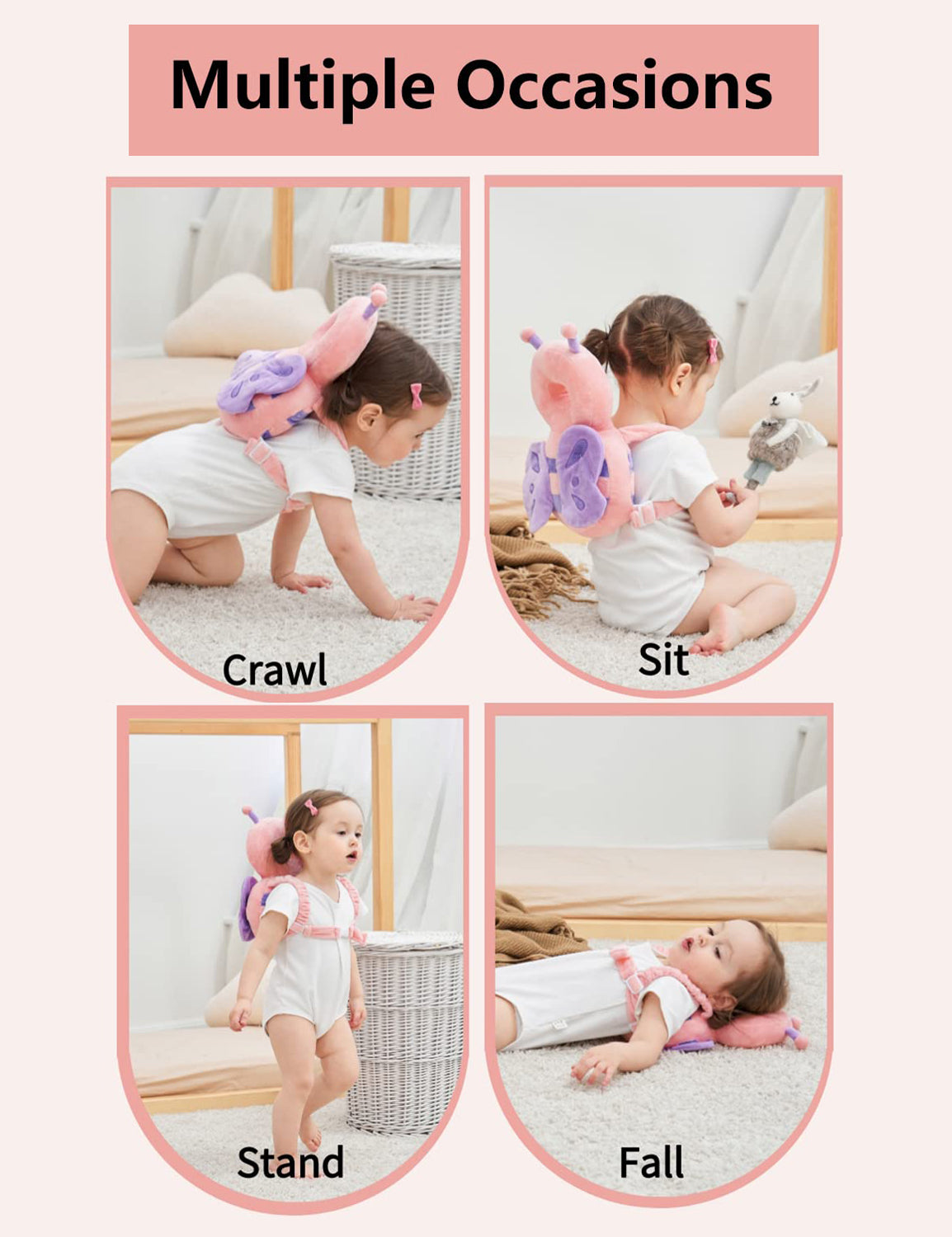 Baby Head Protection Backpack Anti Fall Safety Harness Cushion Pillow for Crawling Walking Newborn Infant Toddler